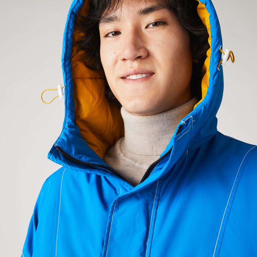 Men's Lacoste Blue / White Coats LIVE Light Water-Repellent Hooded Colorblock IP8-68816A6