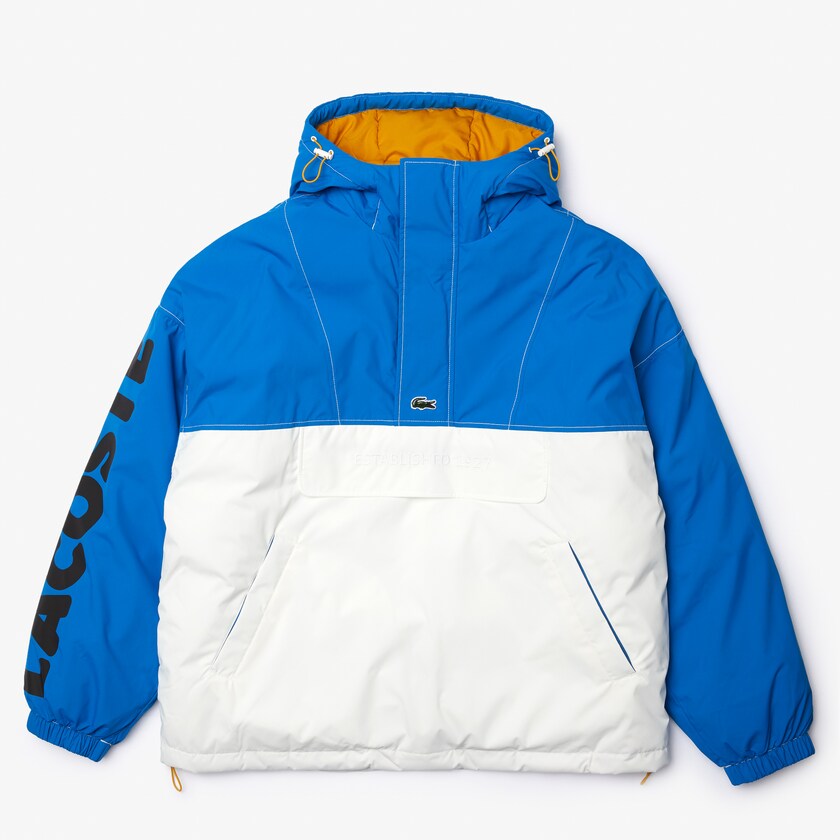 Men's Lacoste Blue / White Coats LIVE Light Water-Repellent Hooded Colorblock IP8-68816A6