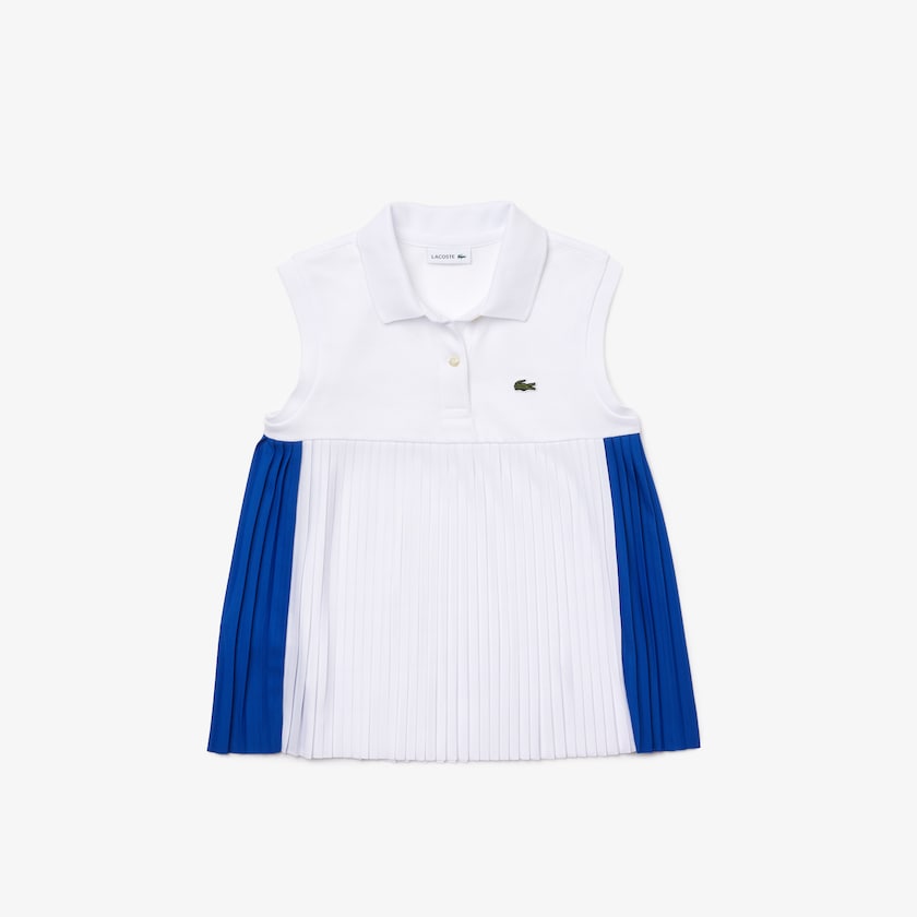 Kids' Lacoste Blue / White Polo Shirts Pleated Cotton HT0-63346A6