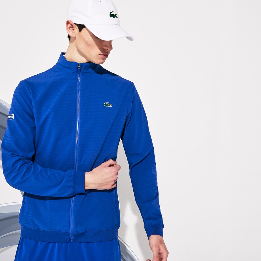Men's Lacoste Blue / White Jackets SPORT Novak Djokovic Textured Zip OV3-94169Z9