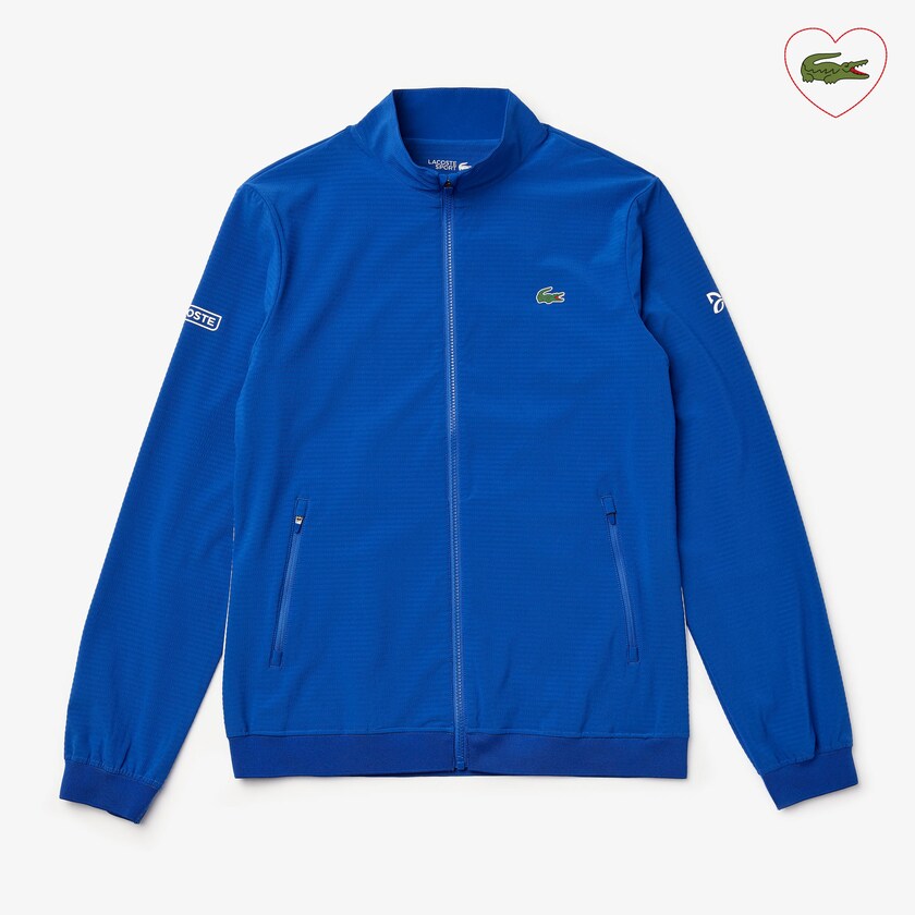 Men's Lacoste Blue / White Jackets SPORT Novak Djokovic Textured Zip OV3-94169Z9