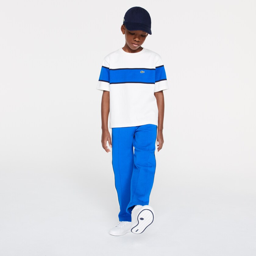 Kids' Lacoste Blue / White / Navy Blue Pants Colorblock Cotton Fleece Track JF4-59635F9