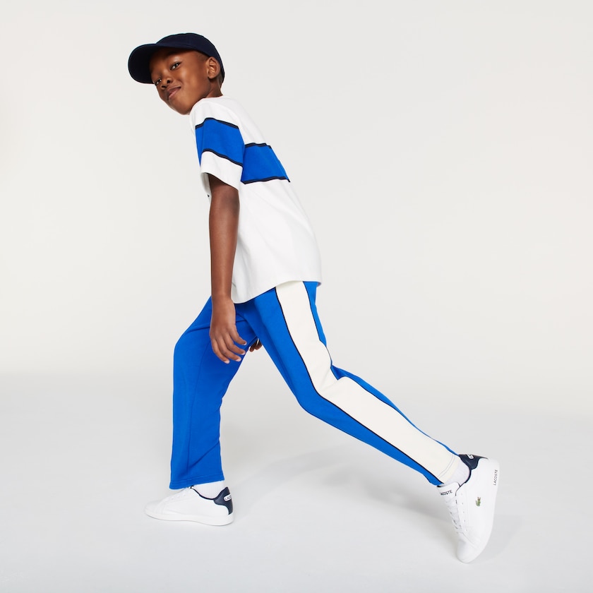 Kids' Lacoste Blue / White / Navy Blue Pants Colorblock Cotton Fleece Track JF4-59635F9