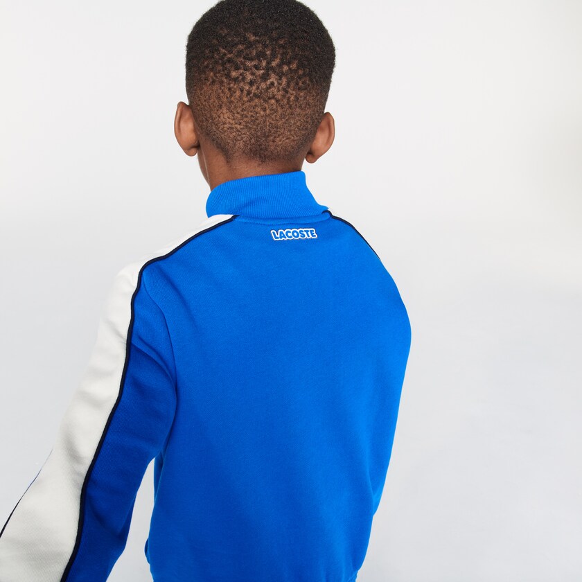 Kids' Lacoste Blue / White / Navy Blue Sweatshirts Two-Tone Cotton Fleece Zip YN6-13751B3