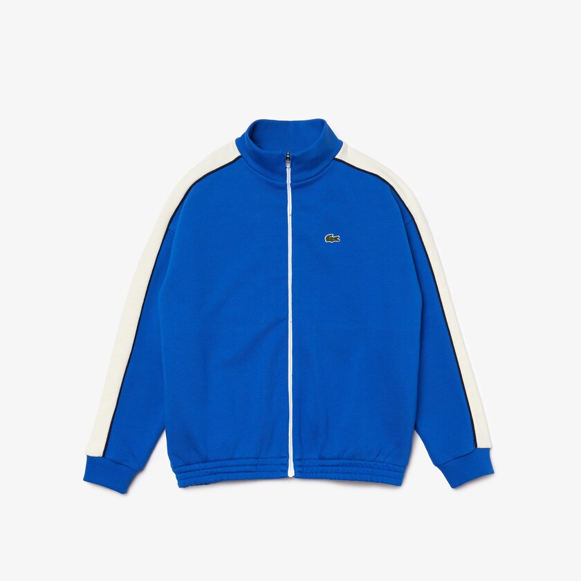 Kids' Lacoste Blue / White / Navy Blue Sweatshirts Two-Tone Cotton Fleece Zip YN6-13751B3
