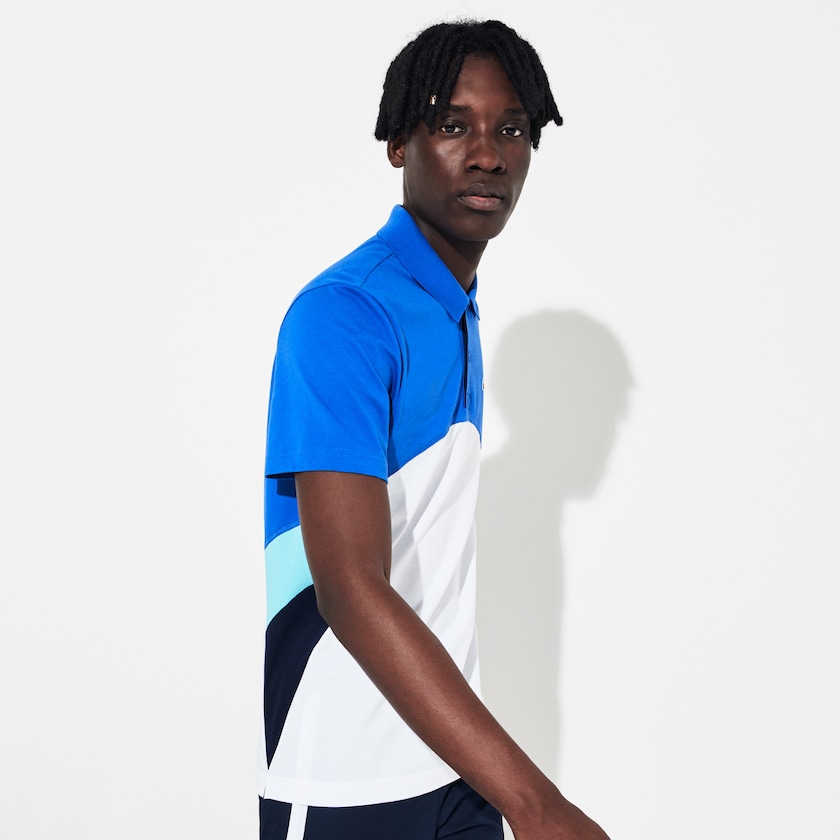 Men's Lacoste Blue / White / Navy Blue / Turquoise Polo Shirts SPORT Colorblock Performance MV4-57845P5