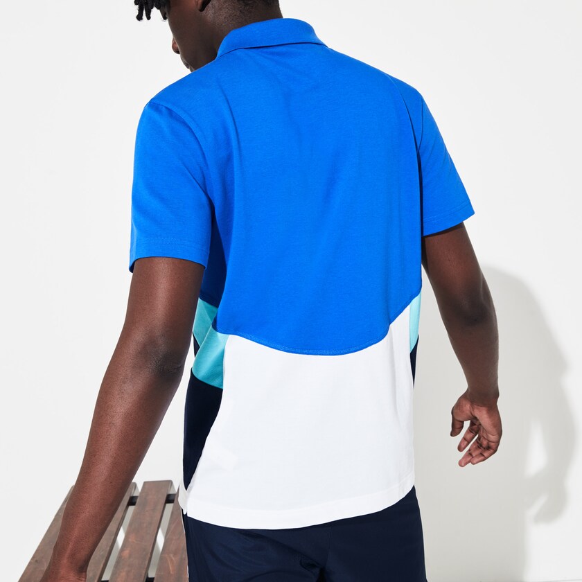 Men's Lacoste Blue / White / Navy Blue / Turquoise Polo Shirts SPORT Colorblock Performance MV4-57845P5