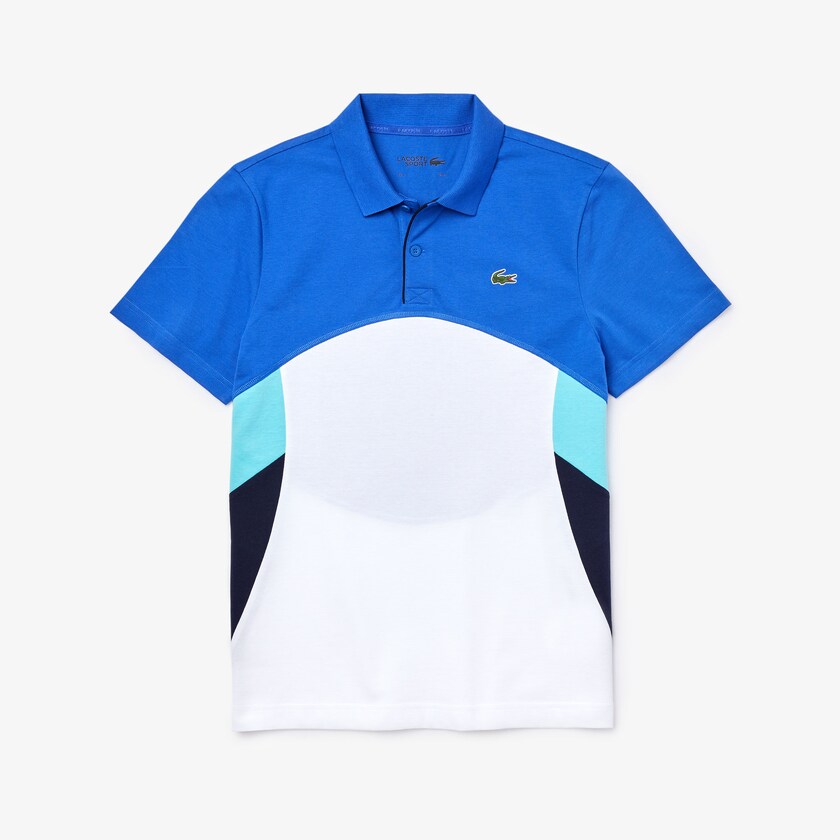 Men's Lacoste Blue / White / Navy Blue / Turquoise Polo Shirts SPORT Colorblock Performance MV4-57845P5