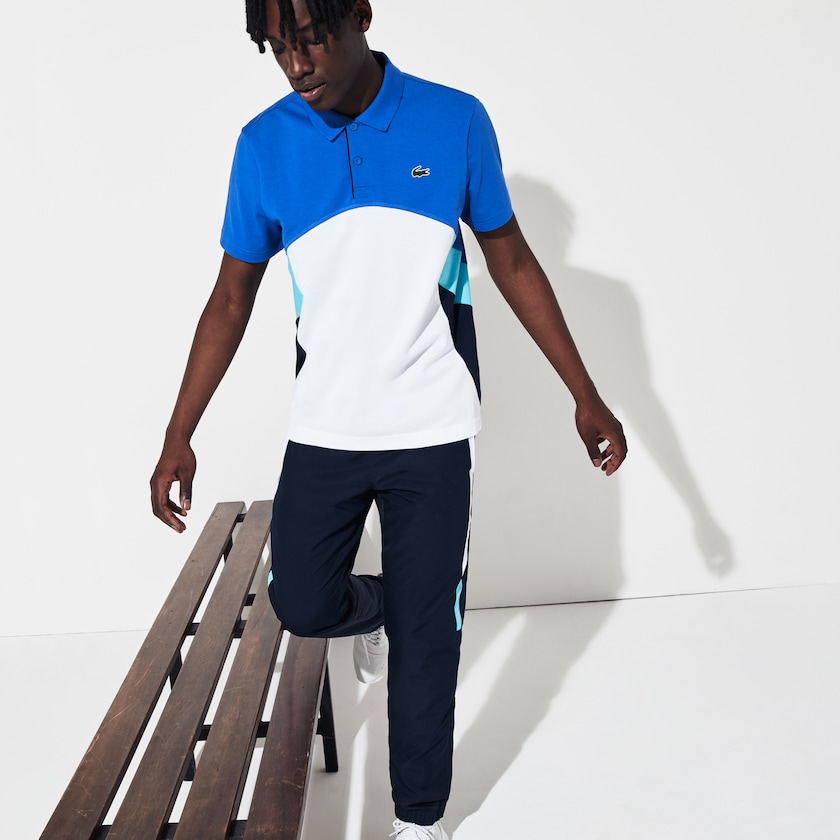 Men's Lacoste Blue / White / Navy Blue / Turquoise Polo Shirts SPORT Colorblock Performance MV4-57845P5