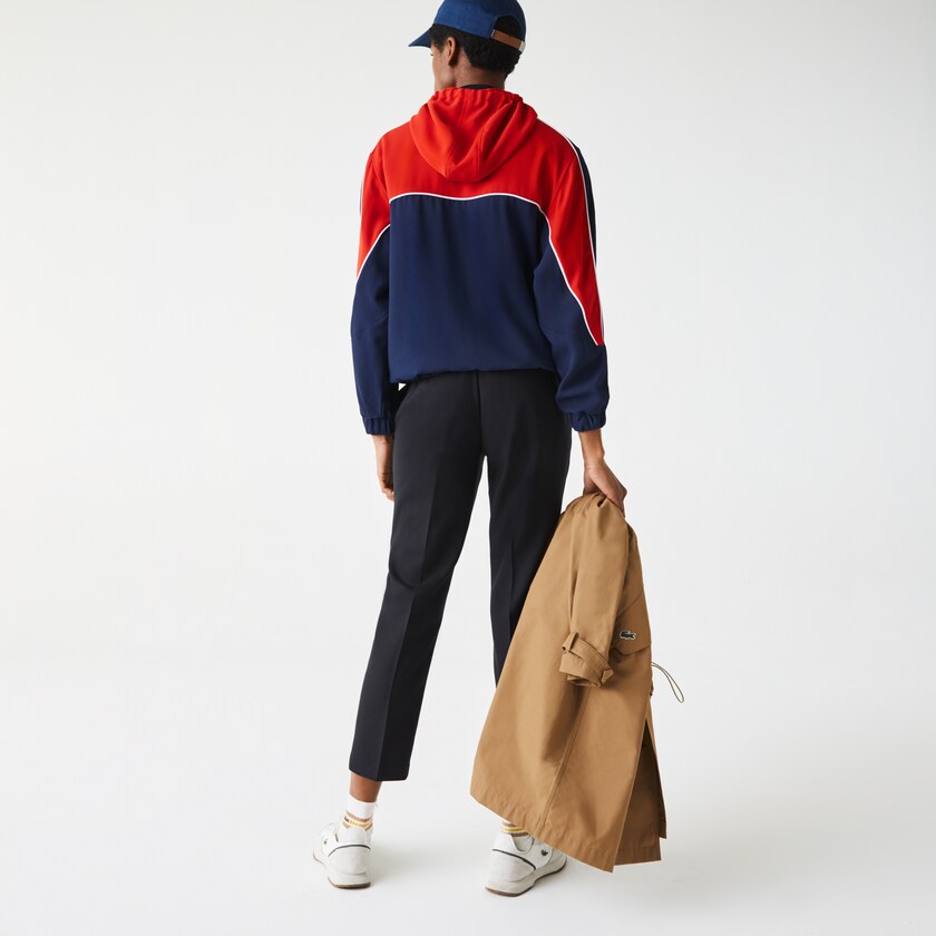 Women's Lacoste Blue / White / Red Sweatshirts Colorblock Zip-Up Hoodie RF8-59725M0