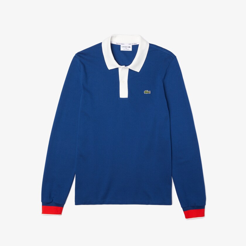 Men's Lacoste Blue / White / Red Shirts Regular Fit Made in France Polo ES6-32193P5