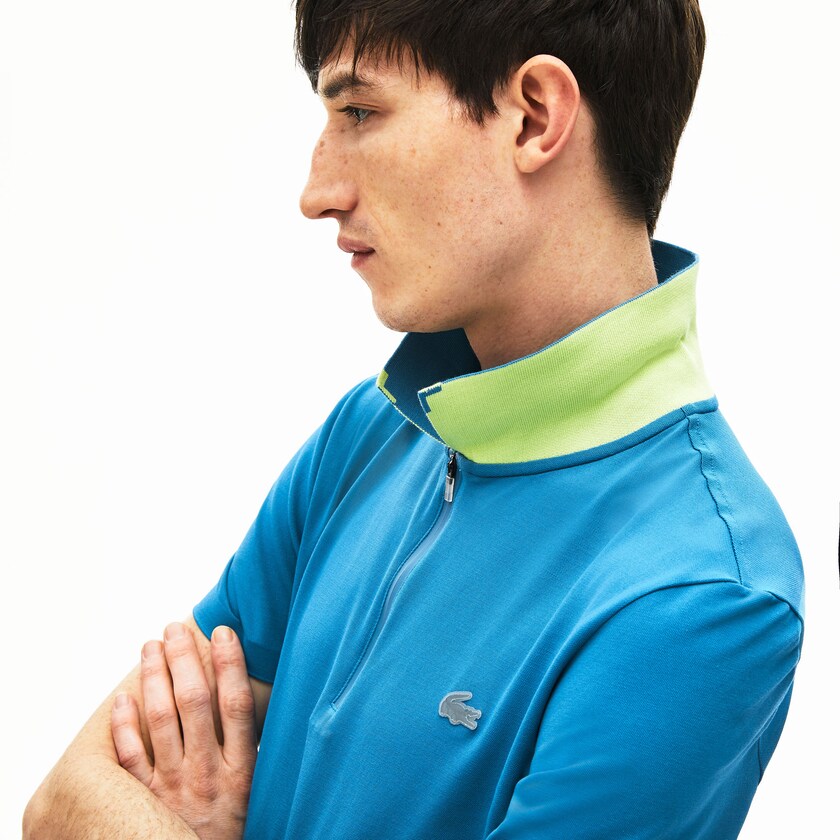 Men's Lacoste Blue / Yellow Polo Shirts Motion Ultra-Lightweight Cotton UJ0-77417L8