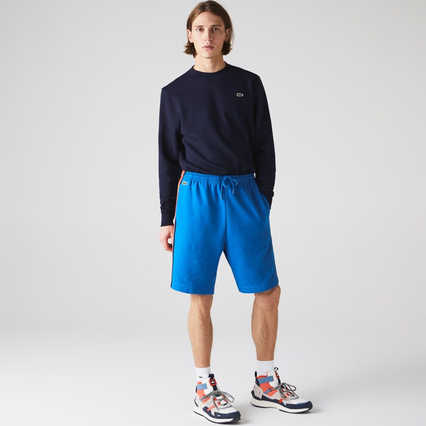 Men's Lacoste Blue / Yellow / Red / Navy Blue / White Shorts SPORT Contrast Band Fleece KA9-52385I7