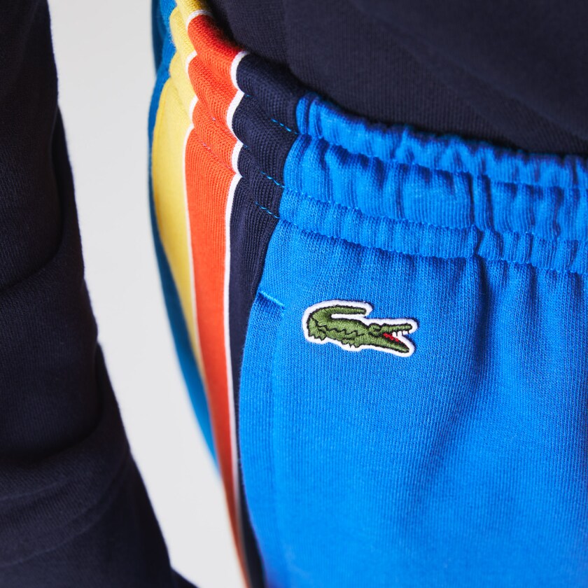 Men's Lacoste Blue / Yellow / Red / Navy Blue / White Shorts SPORT Contrast Band Fleece KA9-52385I7