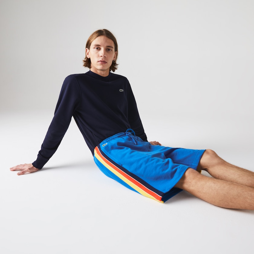 Men's Lacoste Blue / Yellow / Red / Navy Blue / White Shorts SPORT Contrast Band Fleece KA9-52385I7