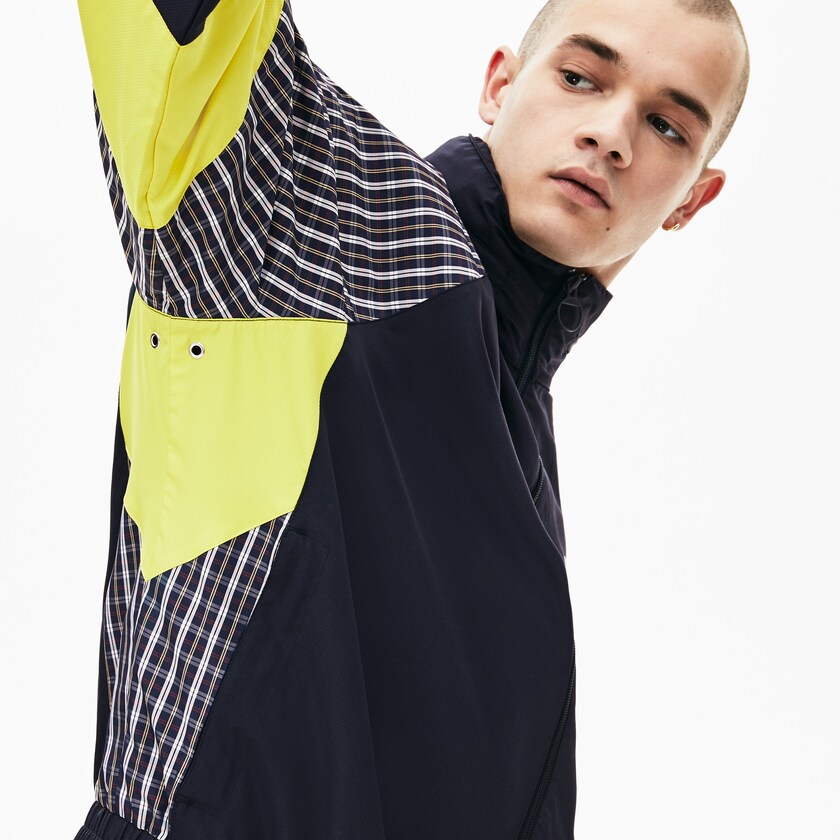 Men's Lacoste Blue / Yellow / White Jackets LIVE Patchwork Track LT6-34763E1