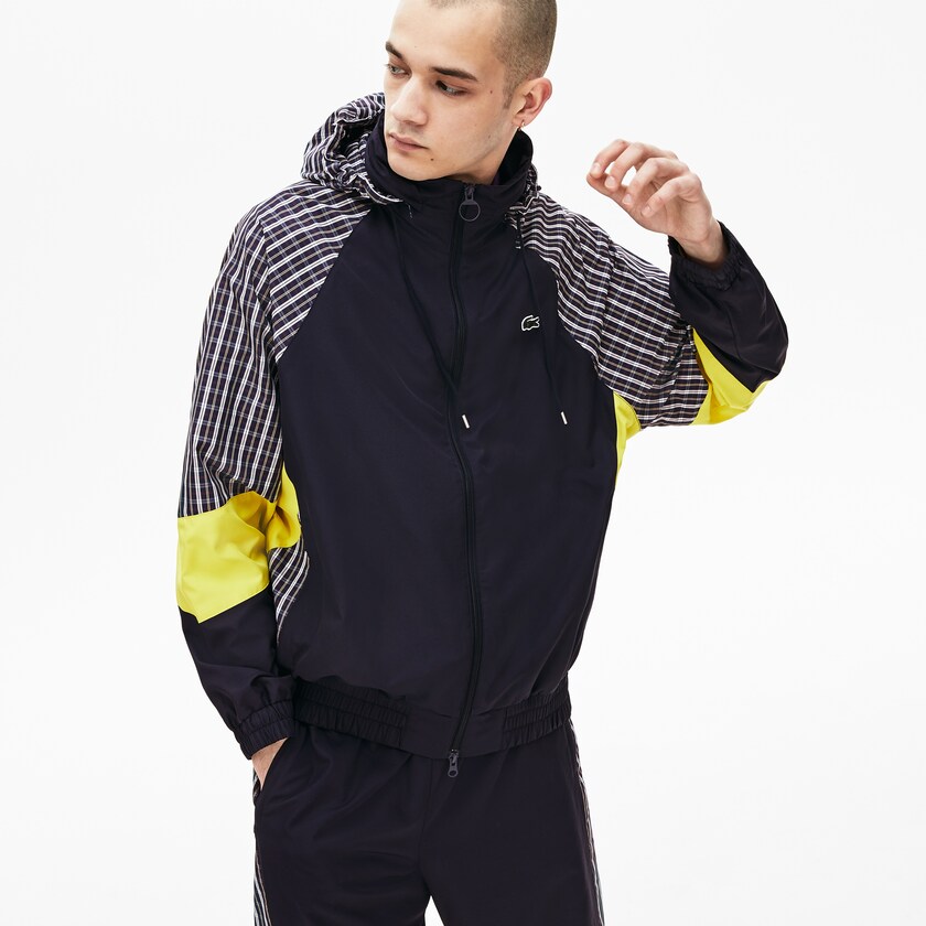 Men's Lacoste Blue / Yellow / White Jackets LIVE Patchwork Track LT6-34763E1