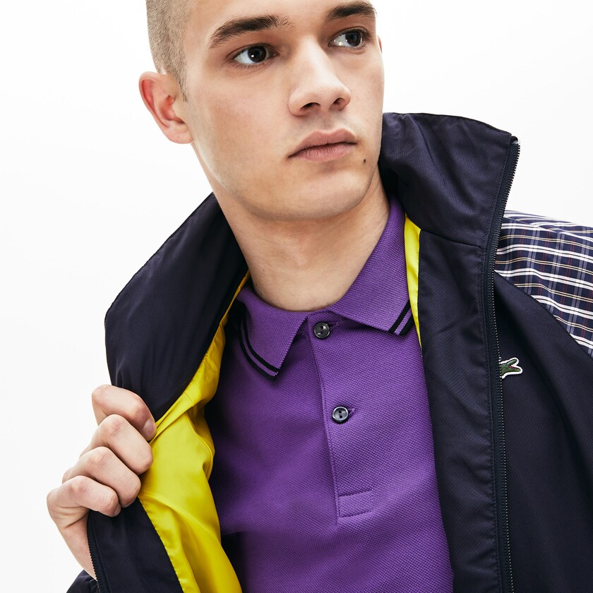 Men's Lacoste Blue / Yellow / White Jackets LIVE Patchwork Track LT6-34763E1