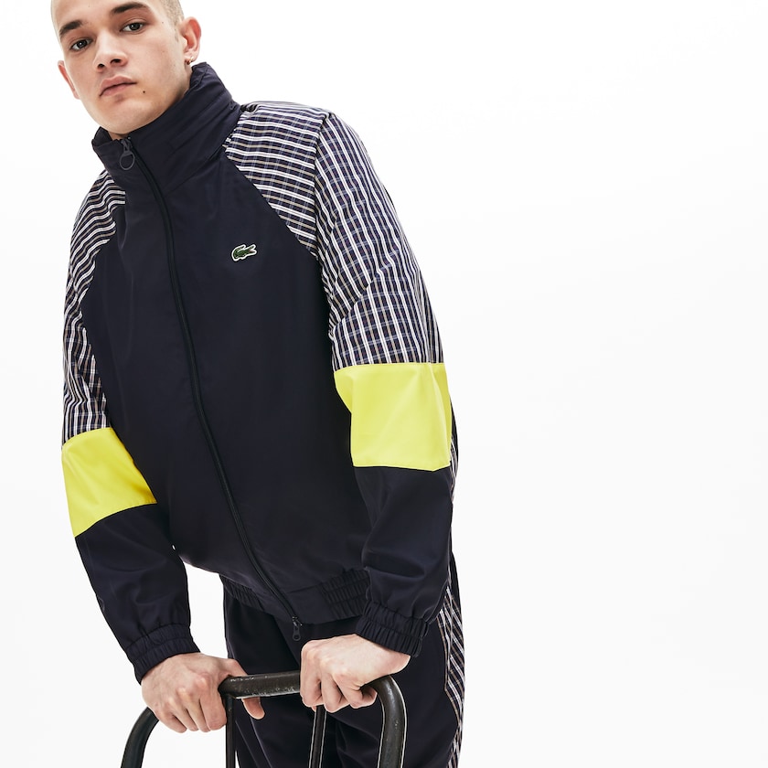 Men's Lacoste Blue / Yellow / White Jackets LIVE Patchwork Track LT6-34763E1