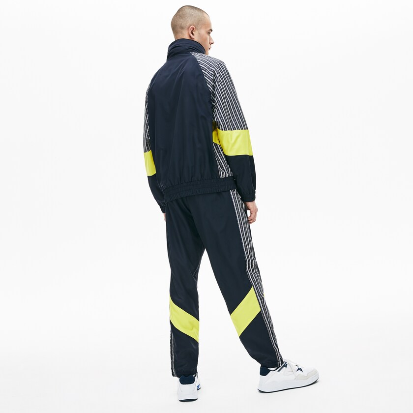 Men's Lacoste Blue / Yellow / White Trackpants LIVE Patchwork CE6-44864U7