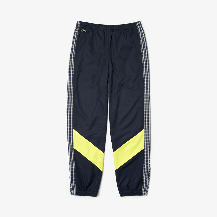 Men's Lacoste Blue / Yellow / White Trackpants LIVE Patchwork CE6-44864U7