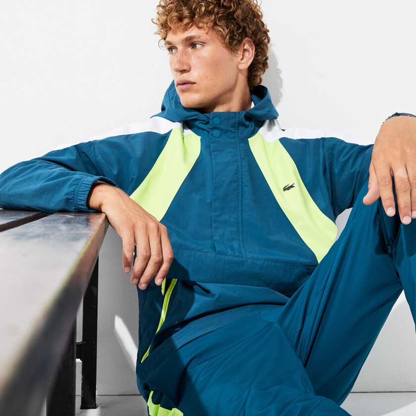 Men's Lacoste Blue / Yellow / White Windbreaker SPORT Pullover XT2-41964C3