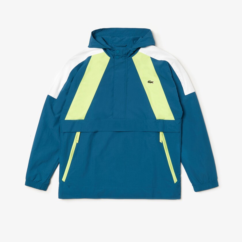 Men's Lacoste Blue / Yellow / White Windbreaker SPORT Pullover XT2-41964C3
