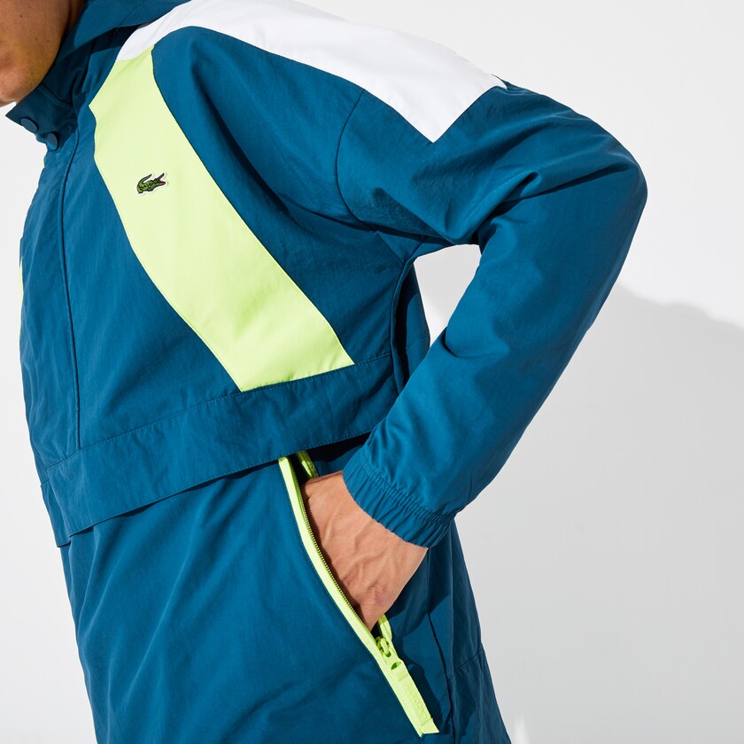 Men's Lacoste Blue / Yellow / White Windbreaker SPORT Pullover XT2-41964C3