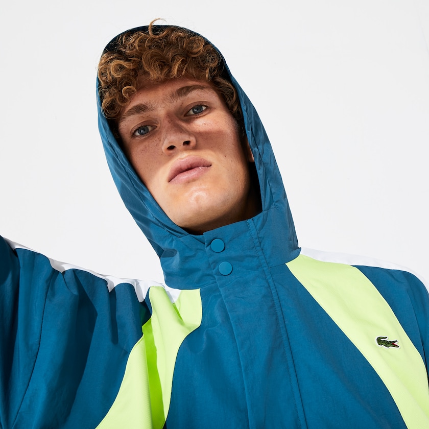 Men's Lacoste Blue / Yellow / White Windbreaker SPORT Pullover XT2-41964C3