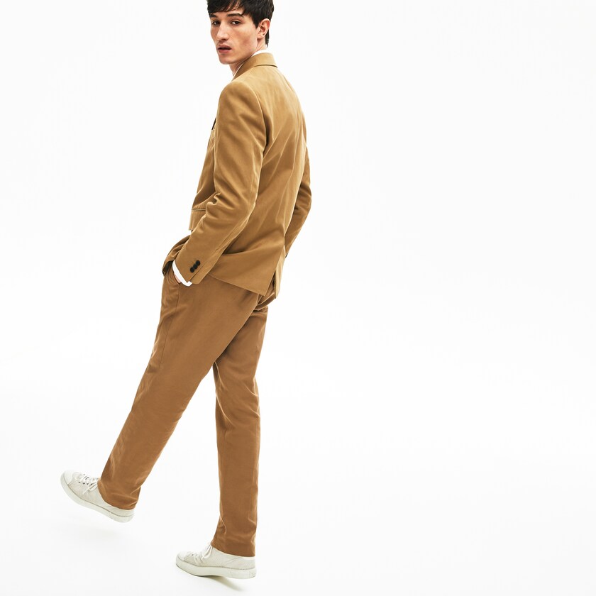 Men's Lacoste Brown Jackets Cotton-Linen Double-Breasted IP7-14671I0