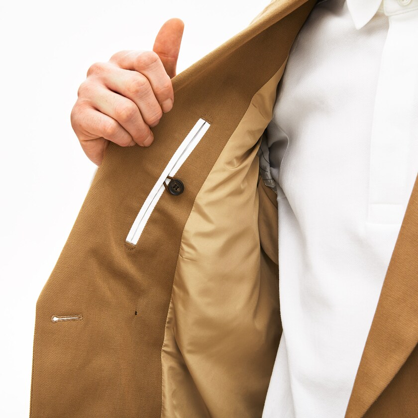 Men's Lacoste Brown Jackets Cotton-Linen Double-Breasted IP7-14671I0