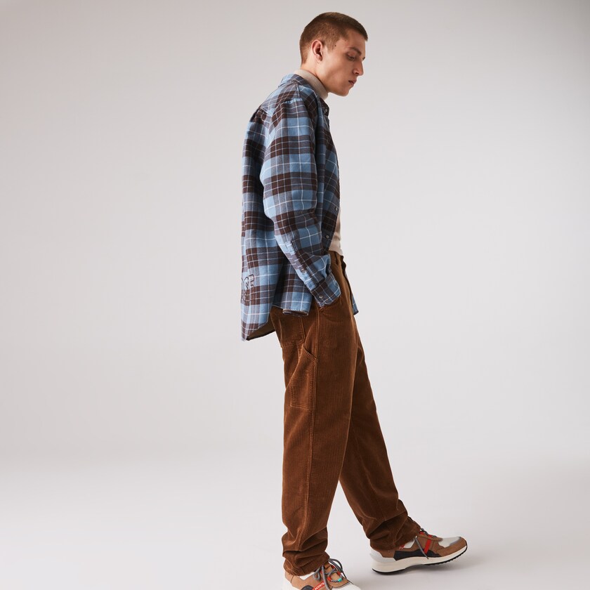 Men's Lacoste Brown Pants LIVE Standard Fit Ribbed Velvet Cotton VC0-28772S9