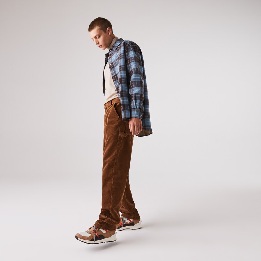 Men's Lacoste Brown Pants LIVE Standard Fit Ribbed Velvet Cotton VC0-28772S9