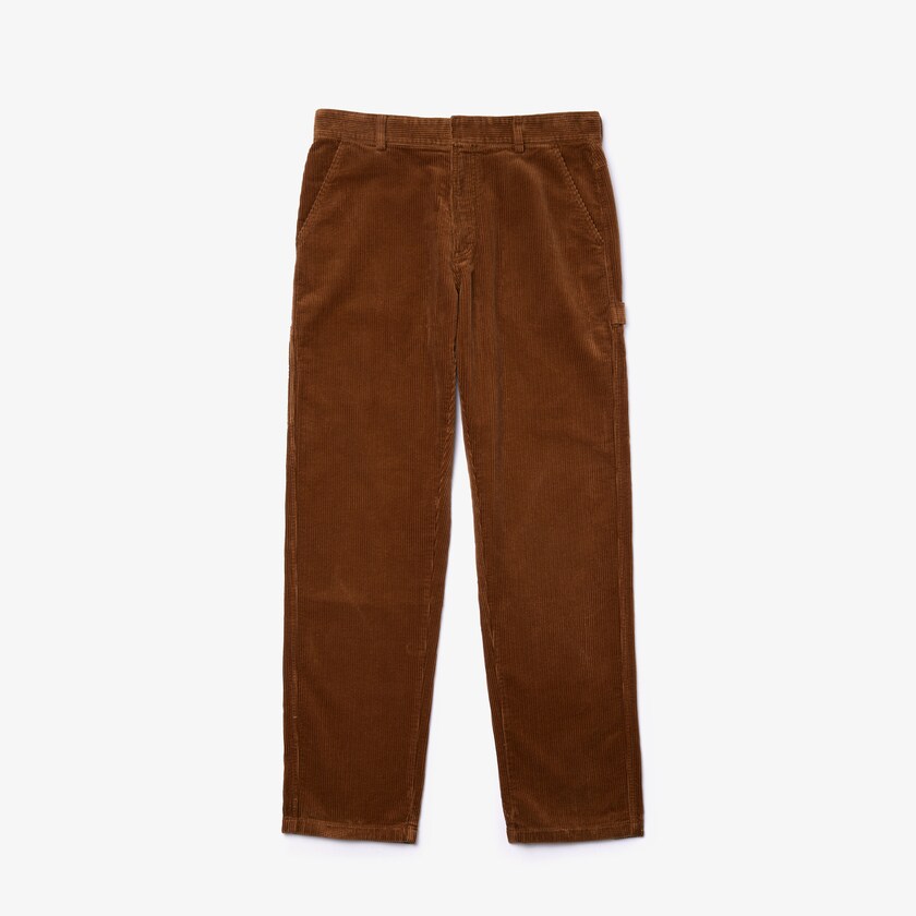 Men's Lacoste Brown Pants LIVE Standard Fit Ribbed Velvet Cotton VC0-28772S9