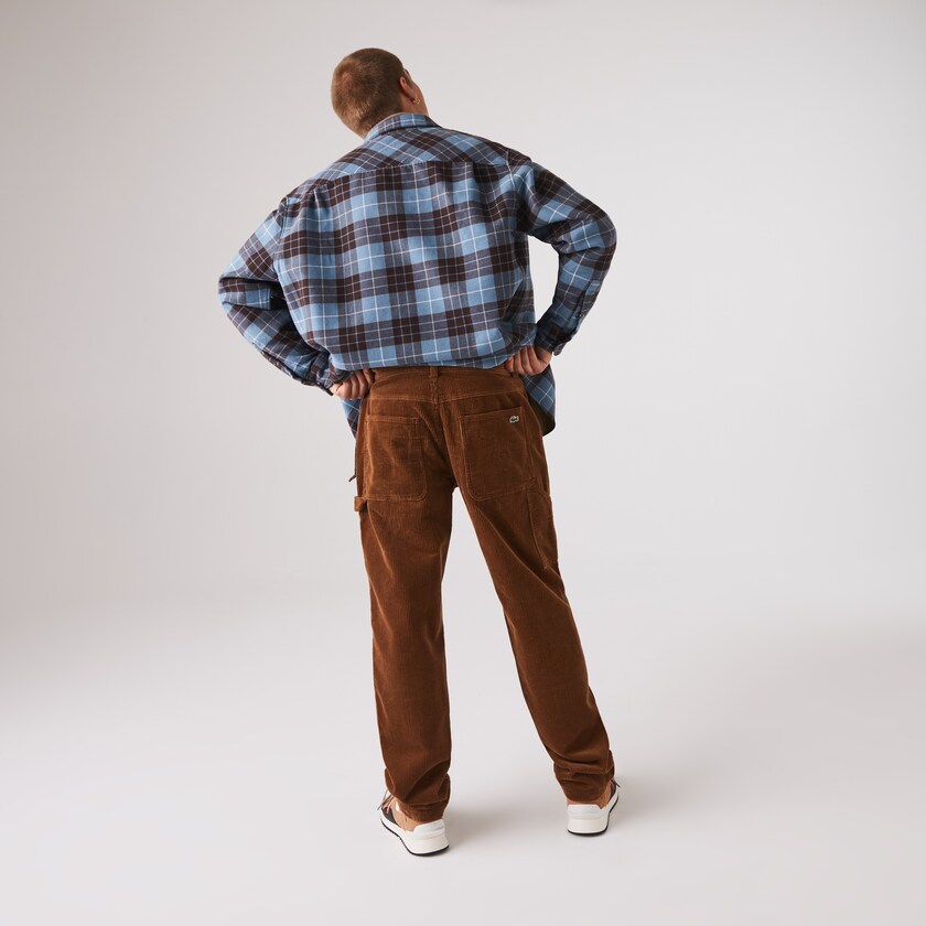 Men's Lacoste Brown Pants LIVE Standard Fit Ribbed Velvet Cotton VC0-28772S9