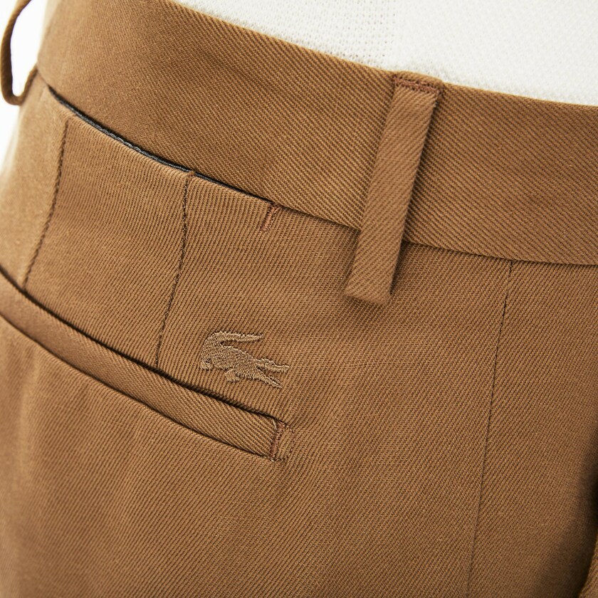 Men's Lacoste Brown Chinos Pleated Cotton-Linen KD6-22132M6