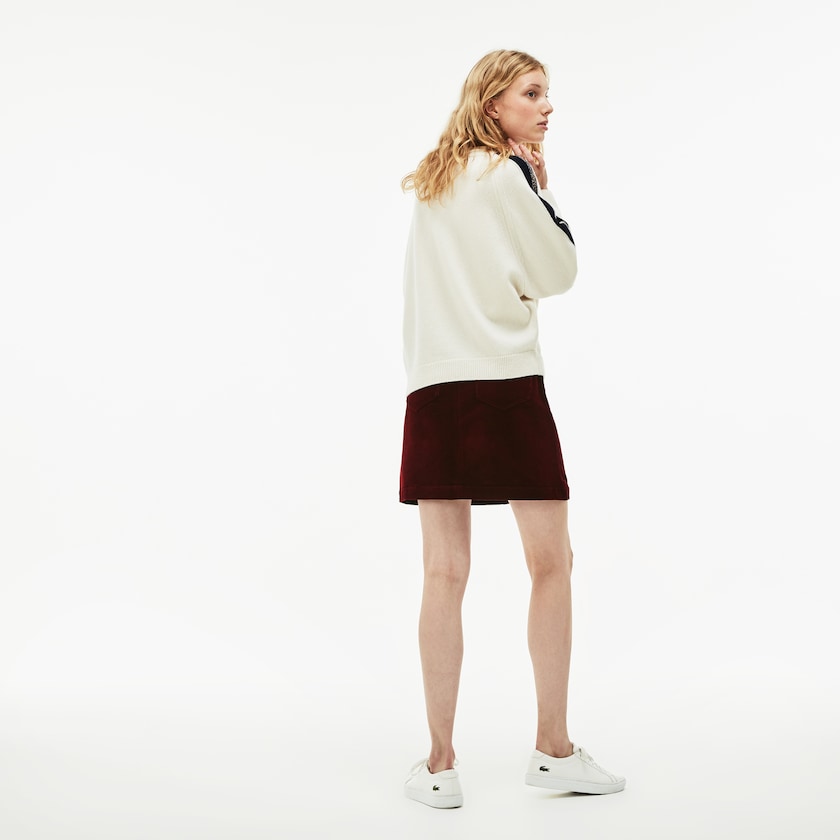Women's Lacoste Brown Skirts Ribbed Stretch Velour A-Line QX4-46424W3