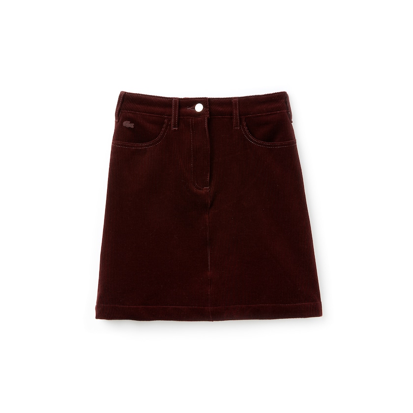 Women's Lacoste Brown Skirts Ribbed Stretch Velour A-Line QX4-46424W3