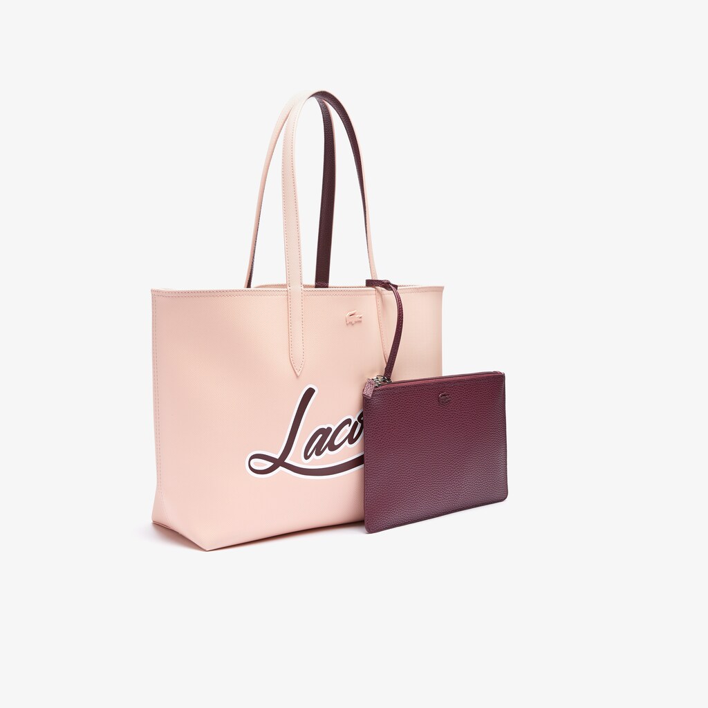 Women's Lacoste Burgundy Tote Bags Anna Removable Pouch Signature Reversible OG0-98559H1