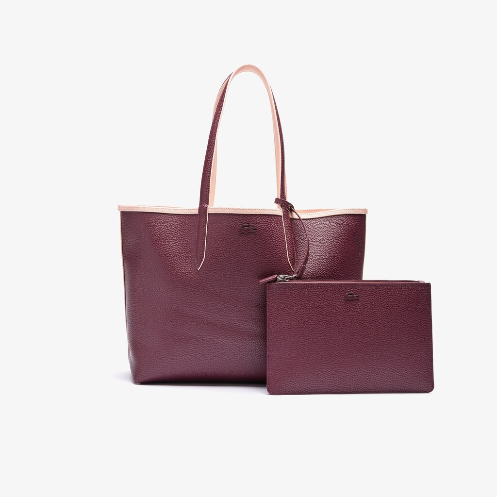 Women's Lacoste Burgundy Tote Bags Anna Removable Pouch Signature Reversible OG0-98559H1