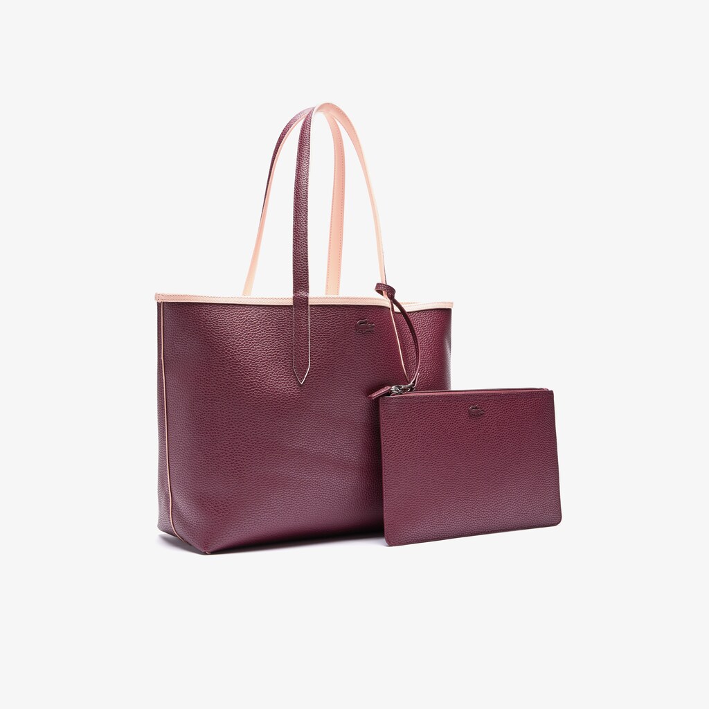 Women's Lacoste Burgundy Tote Bags Anna Removable Pouch Signature Reversible OG0-98559H1