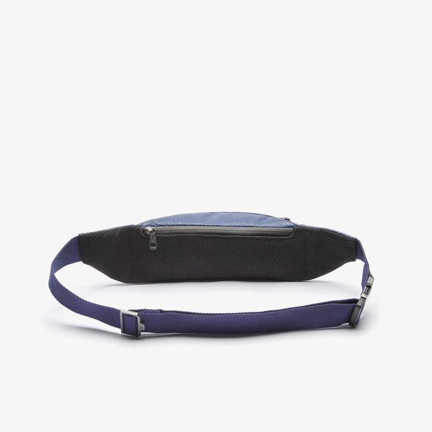 Men's Lacoste Dark Blue Bags Soft Mate Matte Full-Grain Leather Zippered Fanny Pack CR6-23362S6
