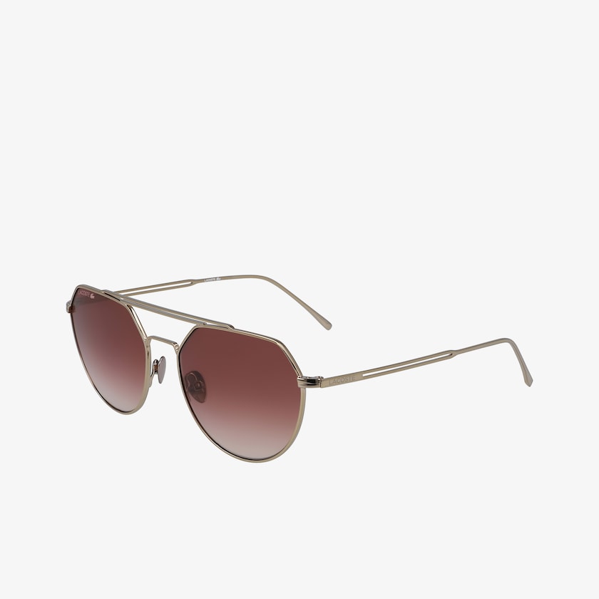 Women's Lacoste Dark Gold Sunglasses Oval Metal Paris Collection FM9-01260V4