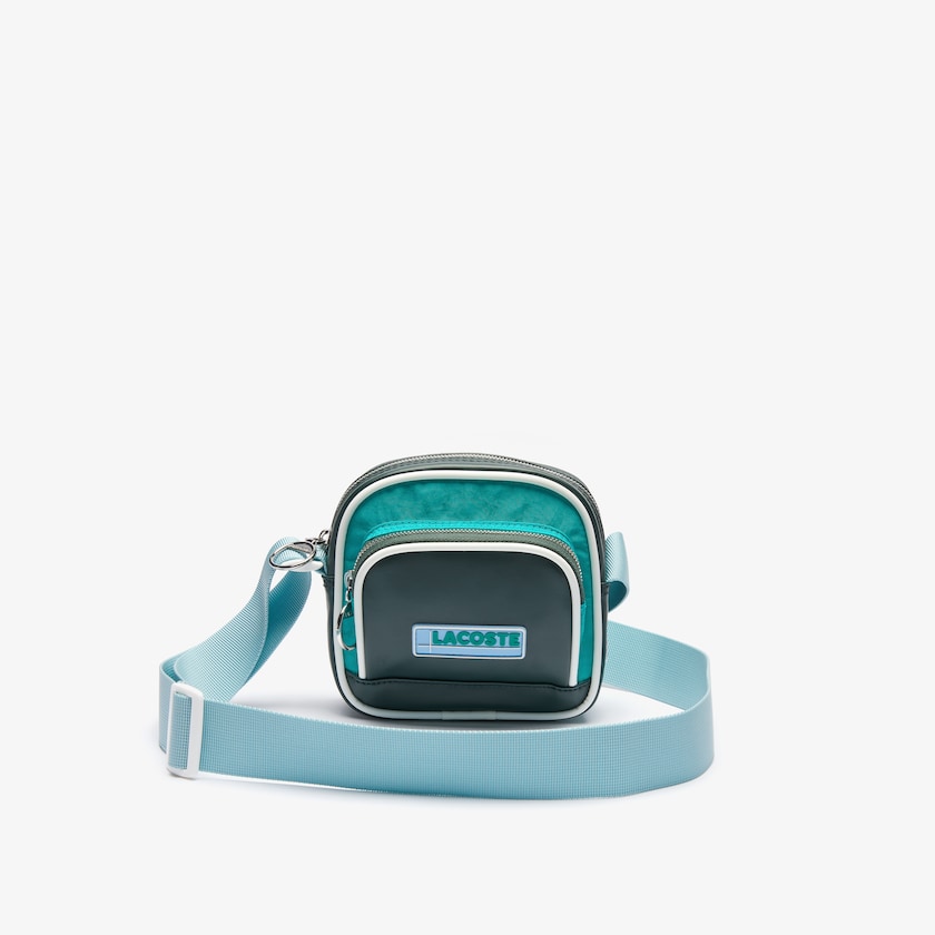 Women's Lacoste Dark Green Shoulder Bag LCST Badge Colorblock Zip TO8-45814I9