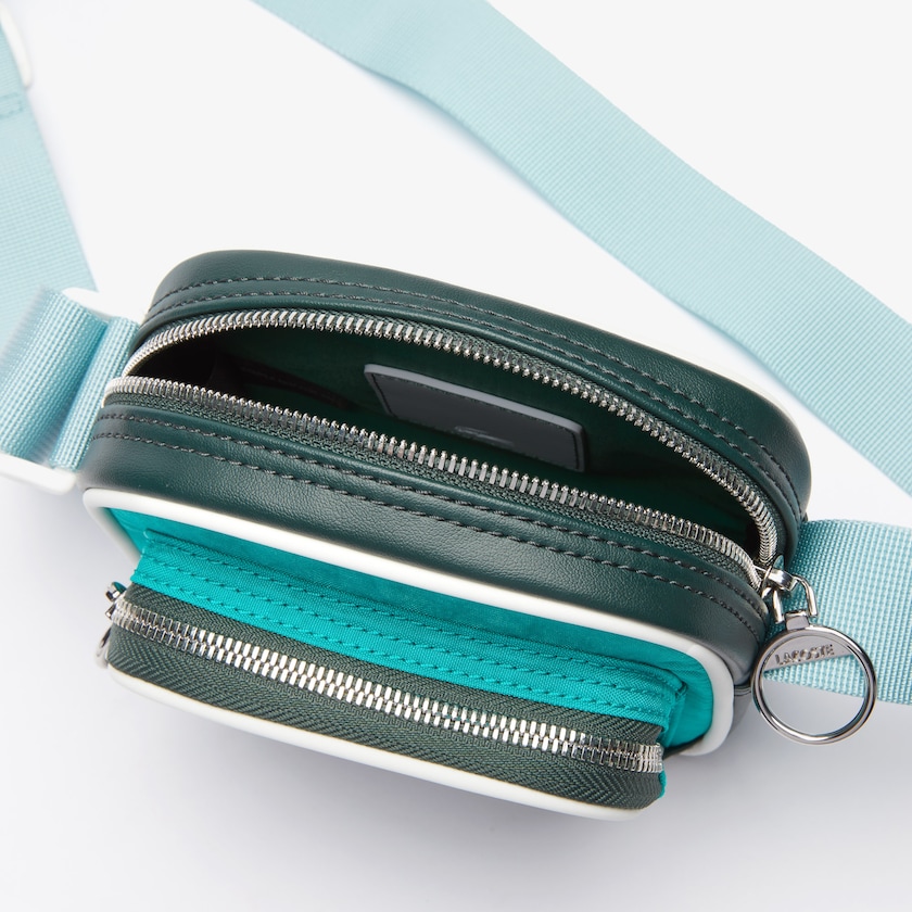Women's Lacoste Dark Green Shoulder Bag LCST Badge Colorblock Zip TO8-45814I9