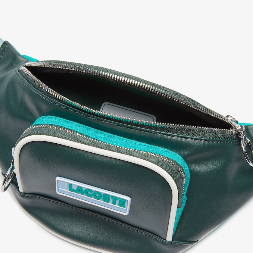 Women's Lacoste Dark Green Bags LCST Badge Colorblock Zip Fanny Pack AN9-93809L2