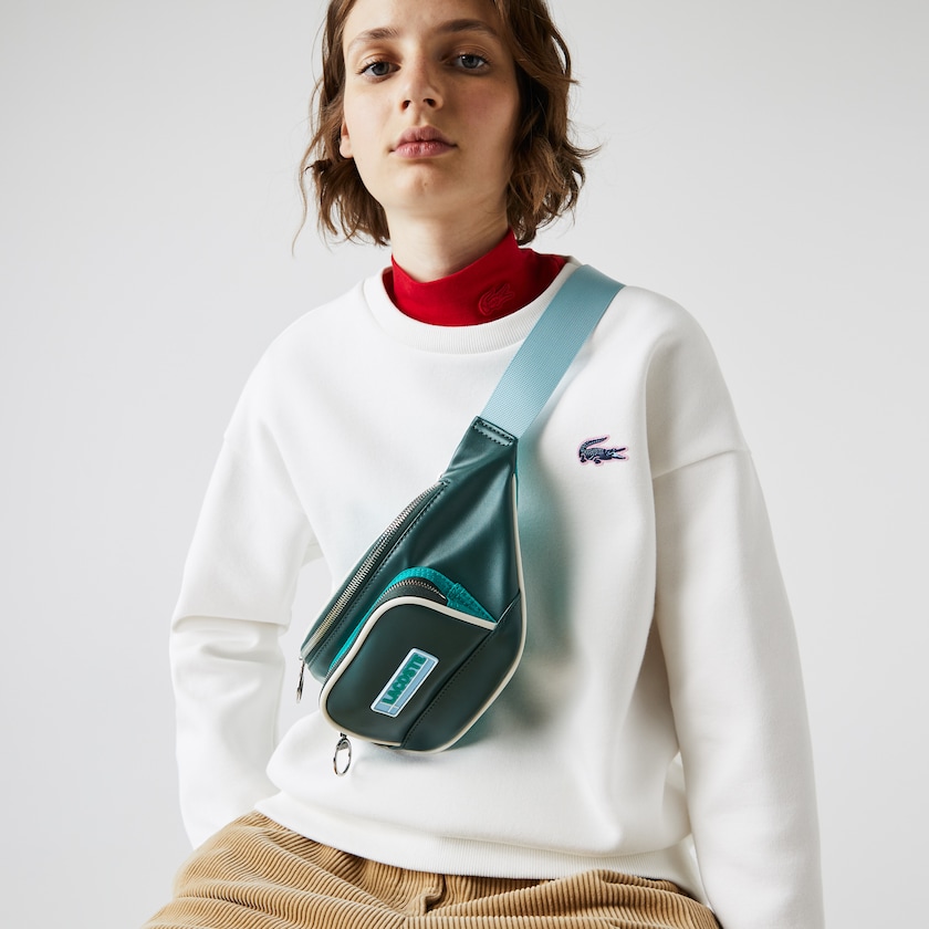 Women's Lacoste Dark Green Bags LCST Badge Colorblock Zip Fanny Pack AN9-93809L2