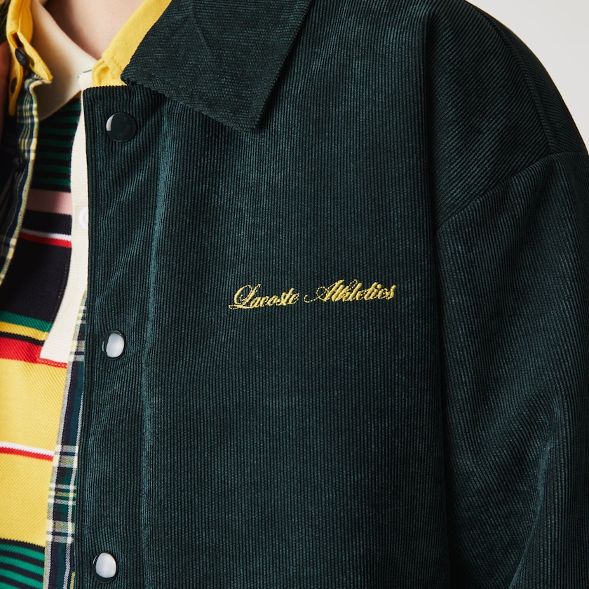 Women's Lacoste Dark Green Jackets LIVE Ribbed Velvet Bomber CB5-88658K9