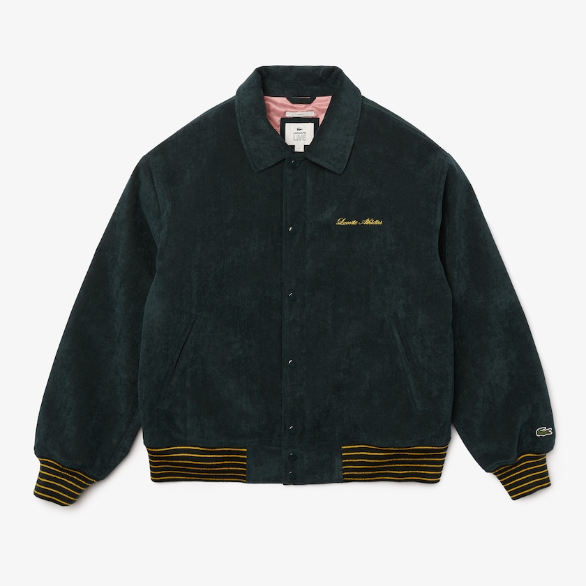 Women's Lacoste Dark Green Jackets LIVE Ribbed Velvet Bomber CB5-88658K9