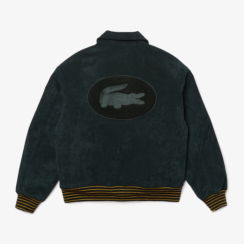 Women's Lacoste Dark Green Jackets LIVE Ribbed Velvet Bomber CB5-88658K9